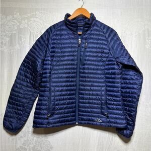 LL Bean Coat Blue Ultralight 850 Down Sweater Full Zip Quilted Water Repellant